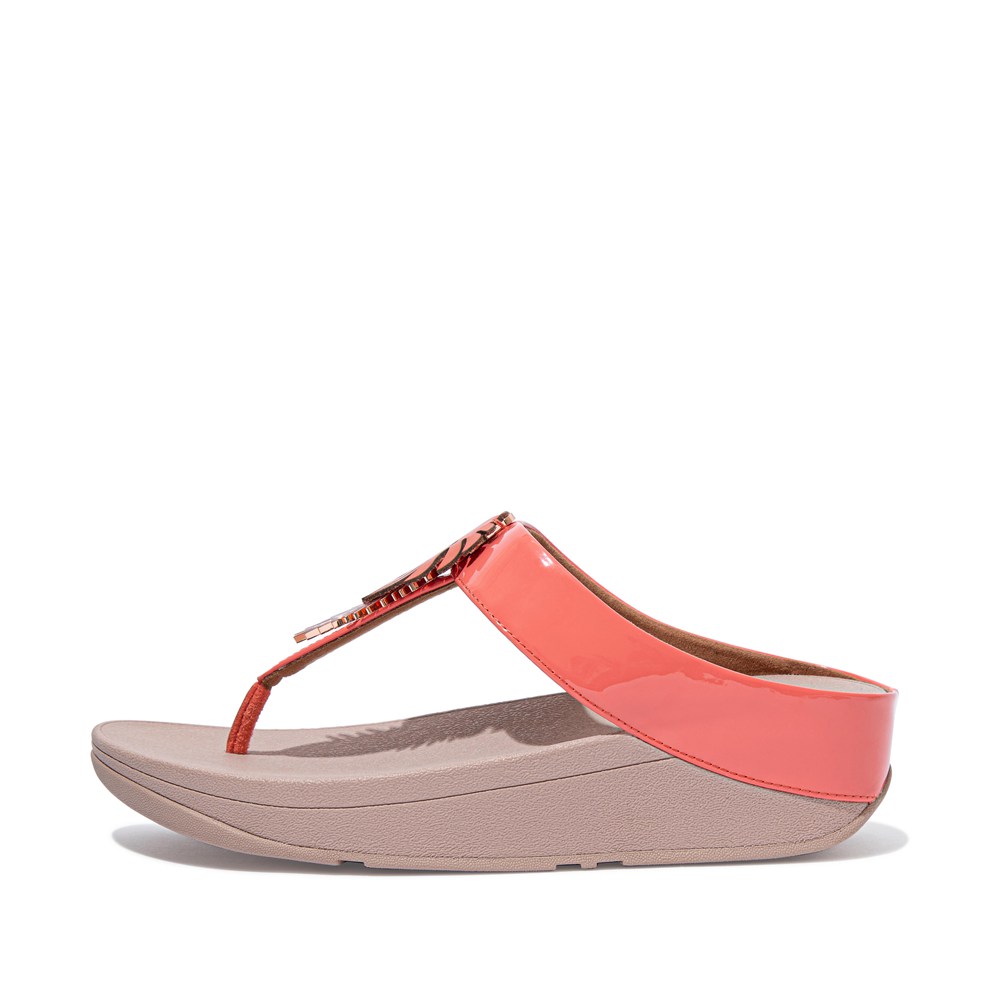 Fitflop Womens Sandals - Fino Jungle-leaf Patent - Pink - 718-EVKGIC